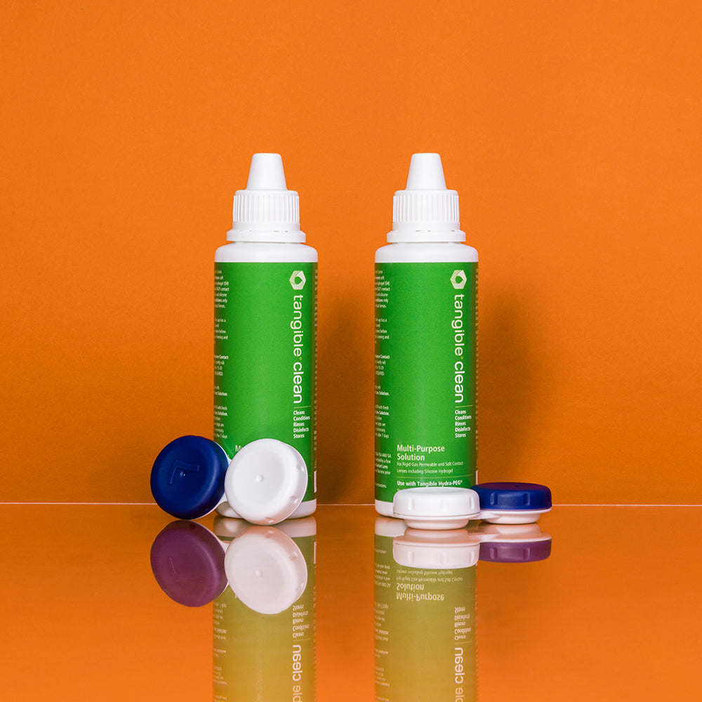 Tangible Clean travel pack, two TSA approved contact lens cleaning solutions